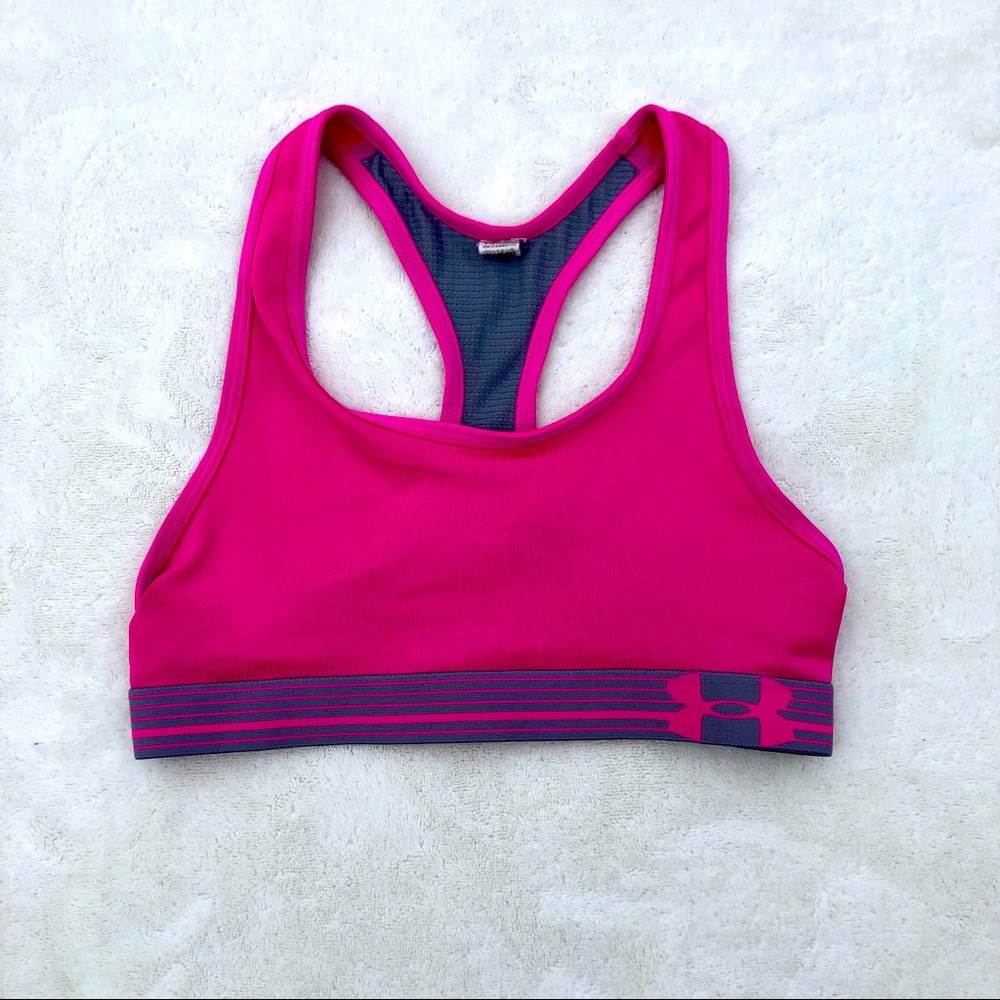 Under Armour Sports Bra Girls Crossback Pink Gray